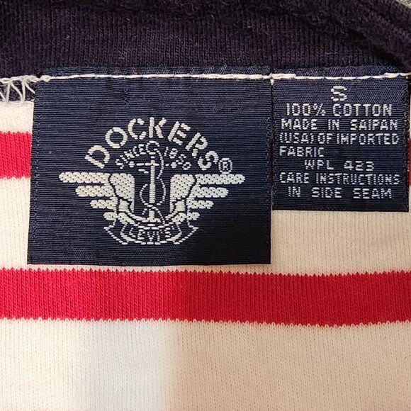 🔺️Dockers White & Red Striped Short Sleeve Top Small - Picture 8 of 9